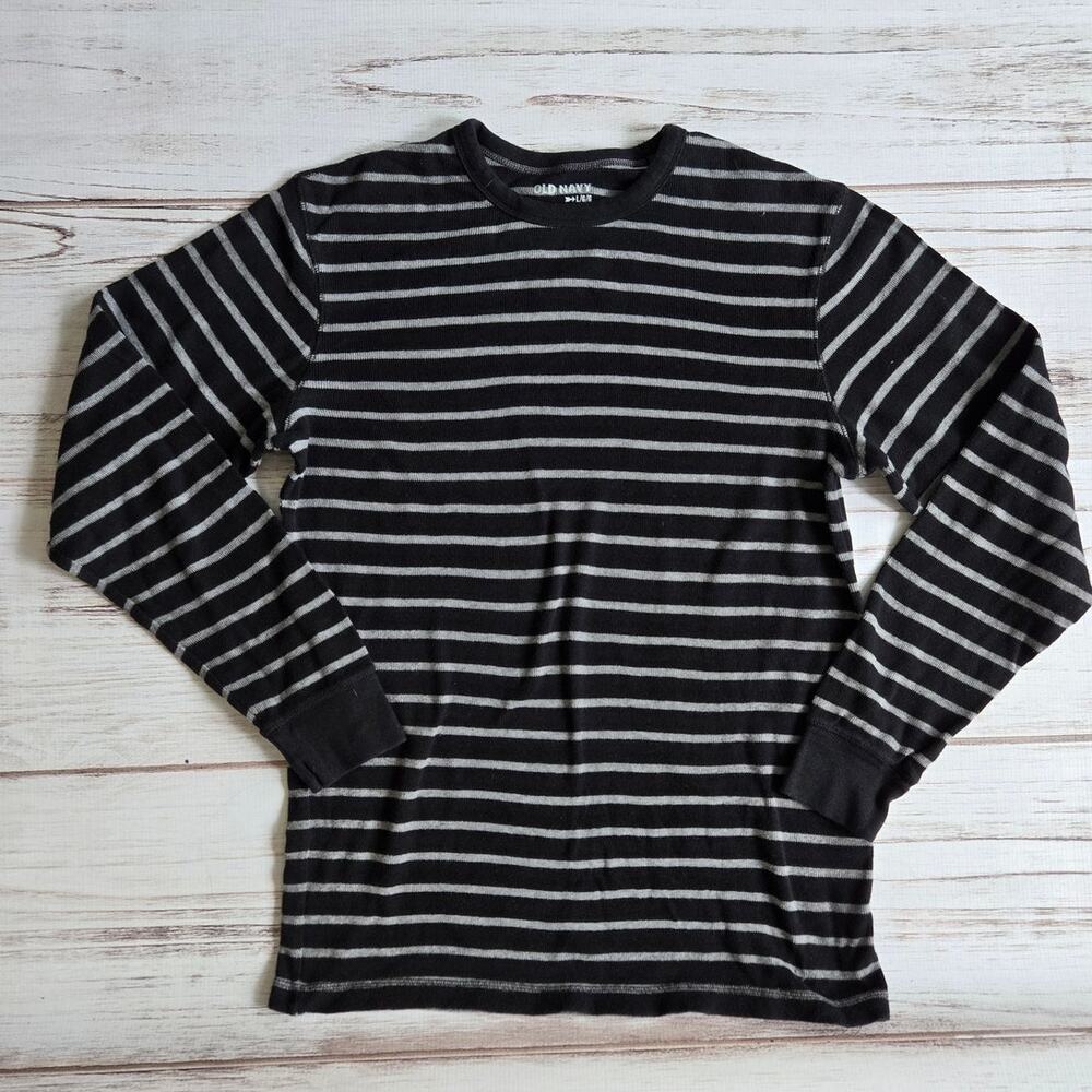 Old Navy Ribbed Black and Gray Crewneck Longsleeve Shirt sz L